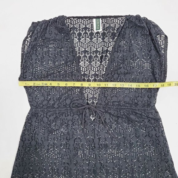 Lauren Ralph Lauren Women's Black Crochet Knit Swim Cover-Up Tunic Dress Small - Picture 8 of 11